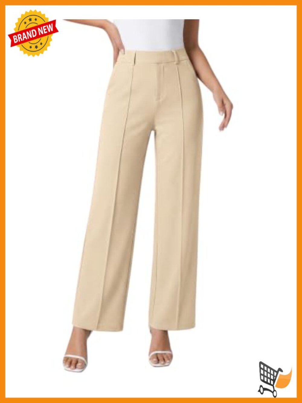Women's Wide Leg Dress Pants High Waist Stretchy Pull On Work Slacks